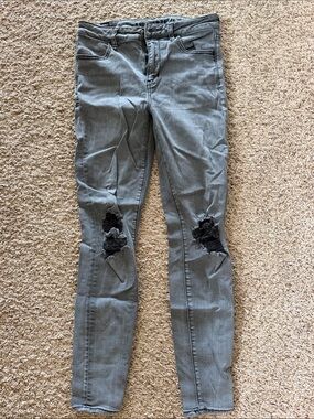 American Eagle Outfitters Gray Distressed Jeggings
